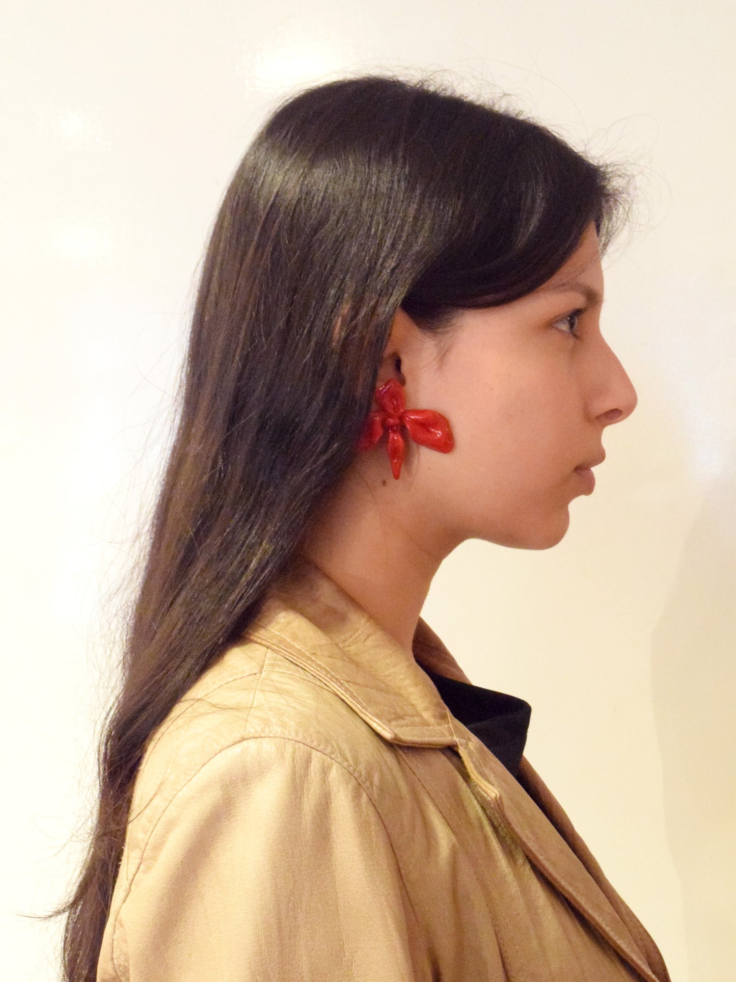 RED FLOWER EARRINGS SMALL