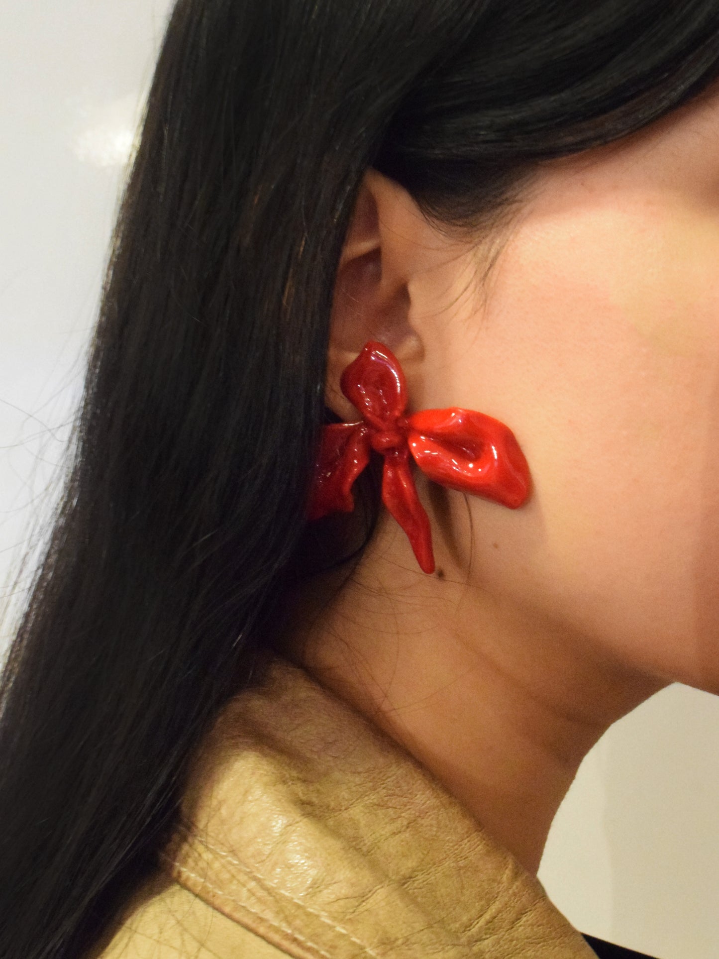 RED FLOWER EARRINGS SMALL