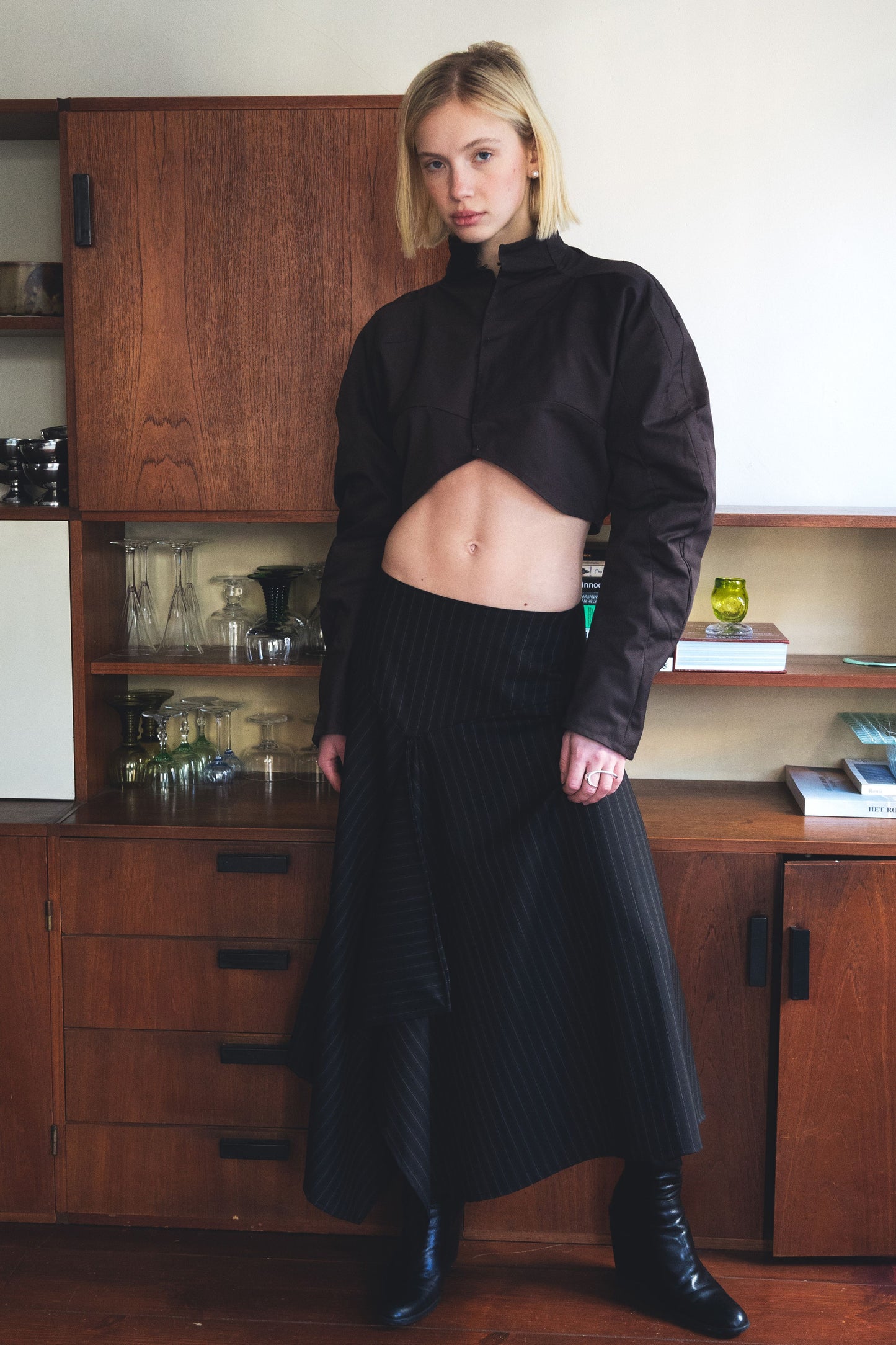 BROWN PINSTRIPE SKIRT