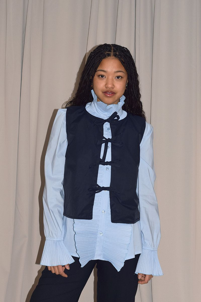 MIDNIGHT BLUE SATIN VEST