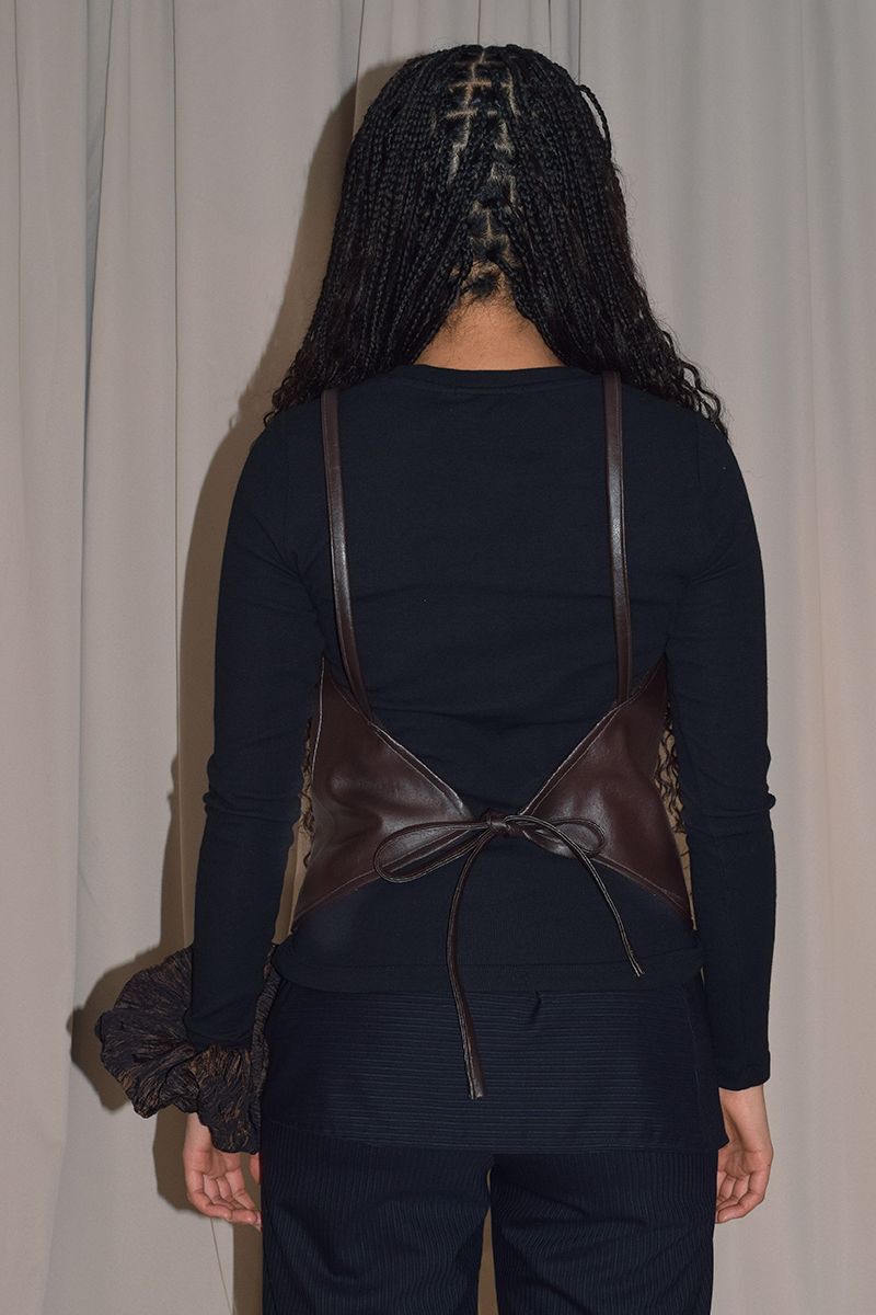 LEATHER TOP CHOCOLATE BROWN