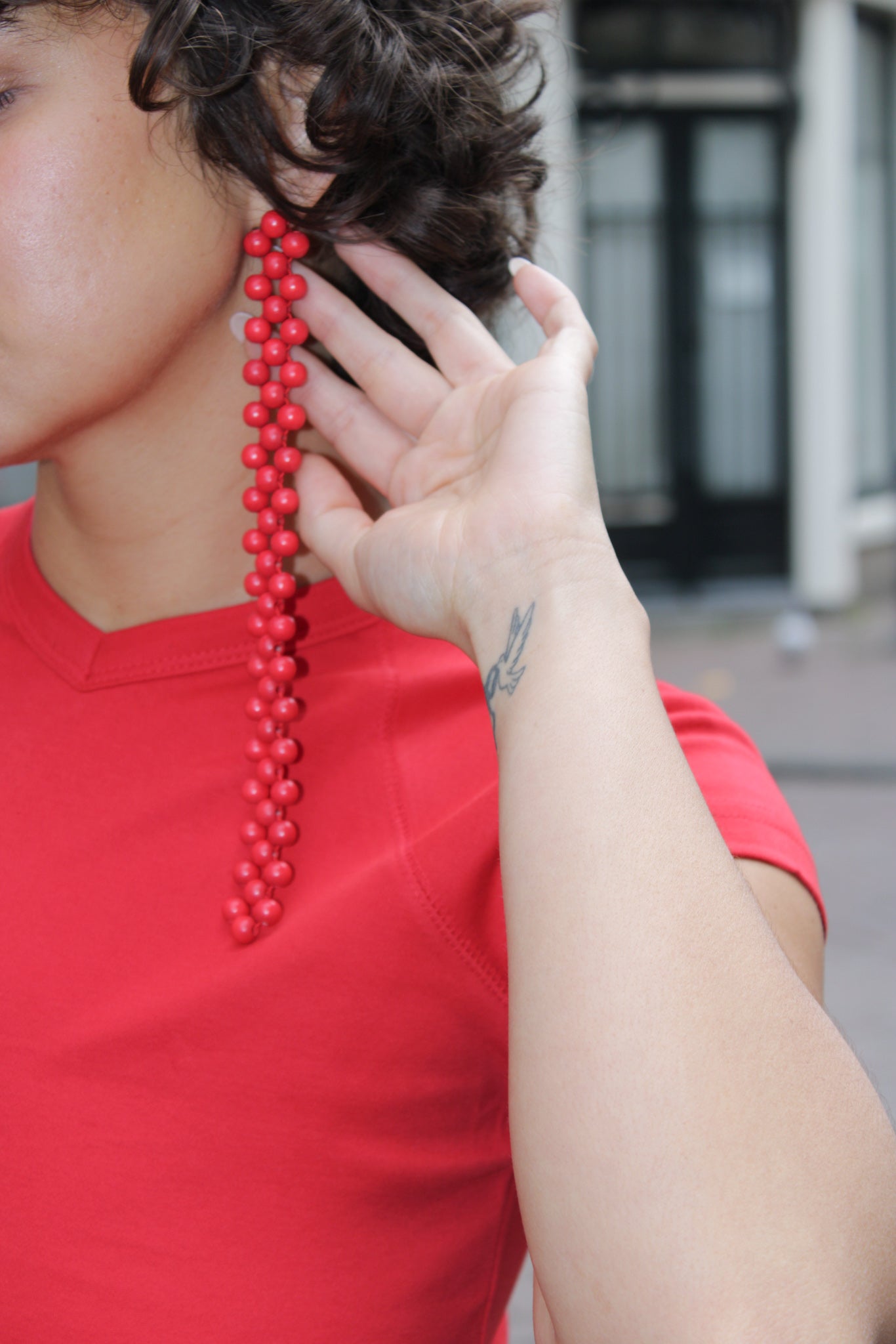 Red Beaded Earings