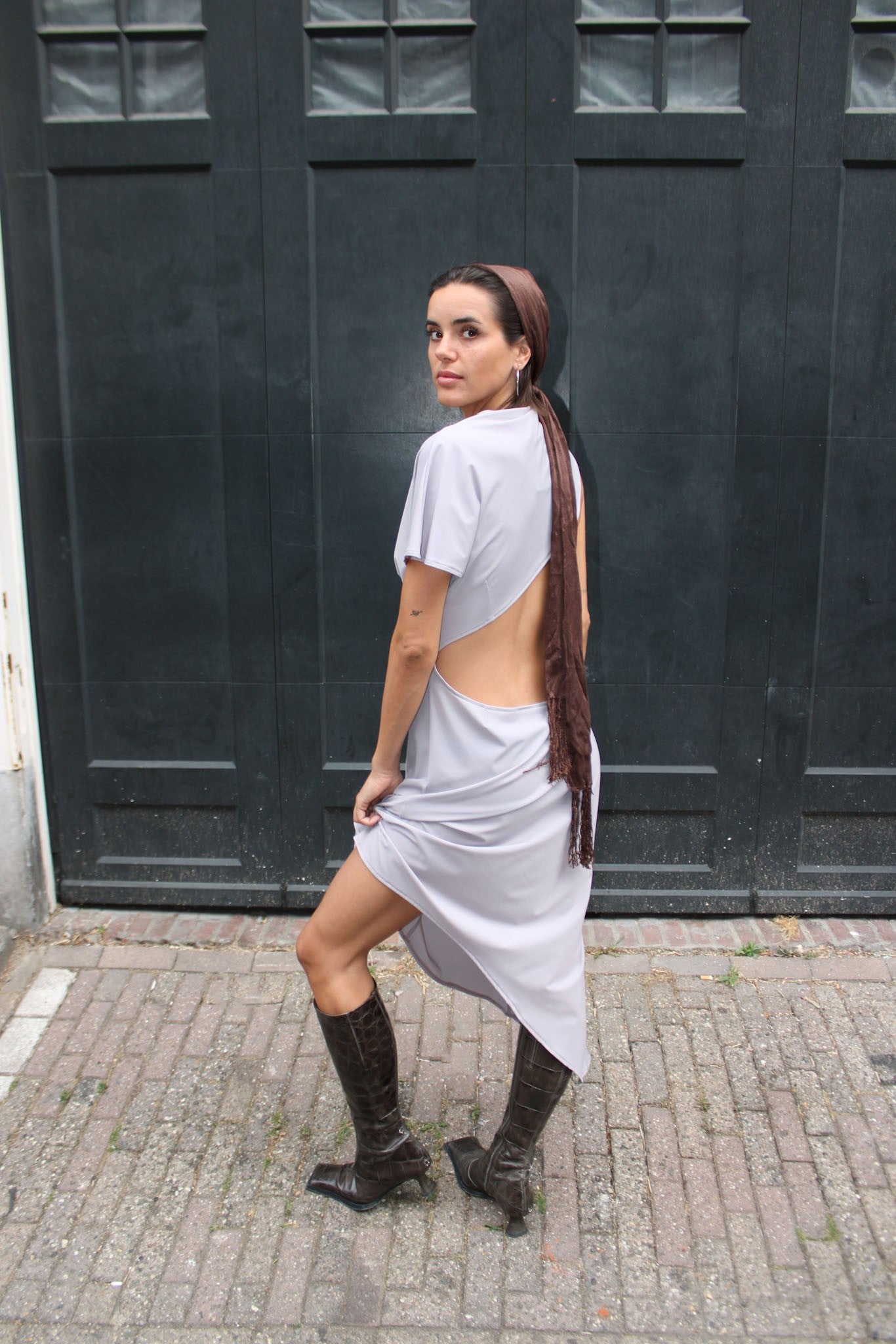 UNNA DRESS SOFT GREY